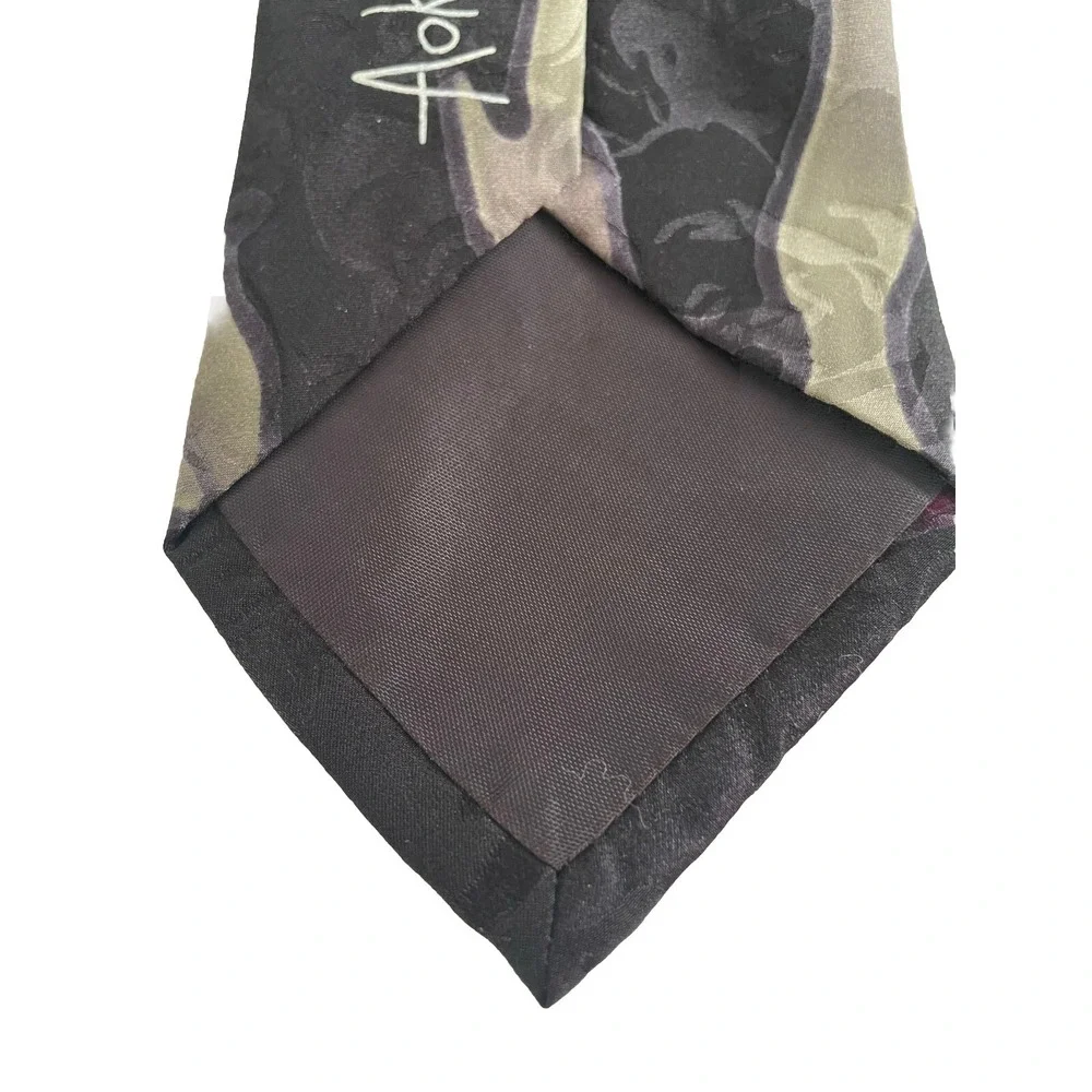 ZABEL Aoko Floral Abstract Art Tie 100%‎ Silk Hand Sewn USA Black Pink